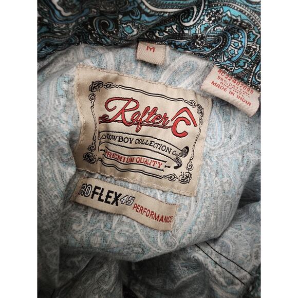 Rafter C Cowboy Collection Pro Flex 45 Performance Medium Green Paisley Shirt - Picture 14 of 16